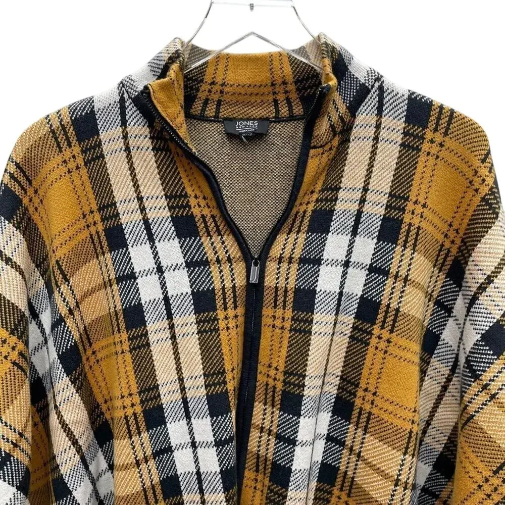 Jones New York Plaid Full Zip Poncho Cardigan Size 2XL